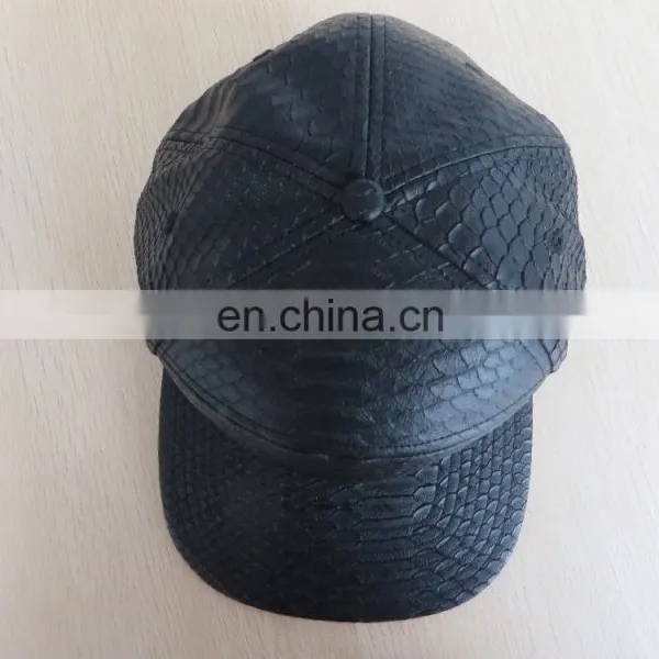 Custom Design Black Snake PU Leather Cap/hat for Promotion photo-3