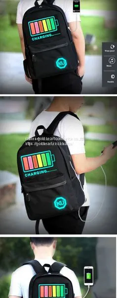 Intelligent Voice Control Dazzle Color Flashing Lights School Students Led Backpack Bag for Men and Women photo-4