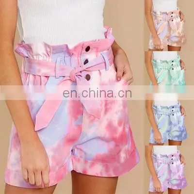2020 Amazon Spring and Summer New Amazon Hot Sale European and American Tie-dye Color Casual Pocket Shorts New Products