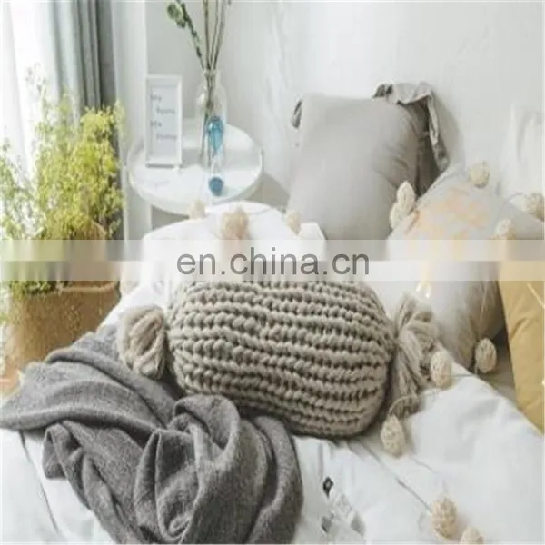 Handmade Ins Soffa Pillow Knots Pillow Acrylic Yarn Chunky Yarn Pillow photo-2