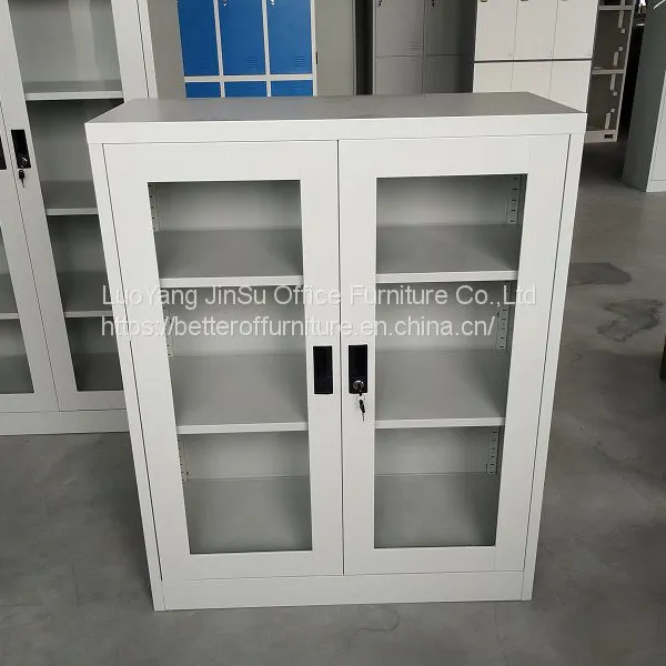 Half Height Swing Open Glass Door Storage File Cabinet Powder Coating Surface photo-3