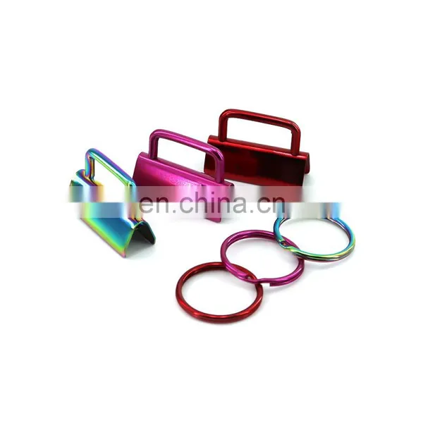 High Quality Rainbow Color Decorative Fob Hardware Metal Key With Keyring Tail Clip With Split Ring photo-5