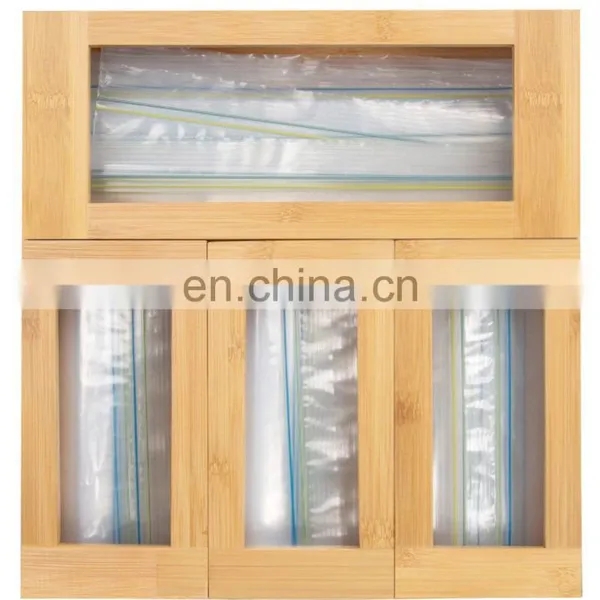 Custom Logo 4 Separate Bamboo Ziplock Bag Storage Organizer Make up Cosmetic Bag Organizer for Drawer photo-4