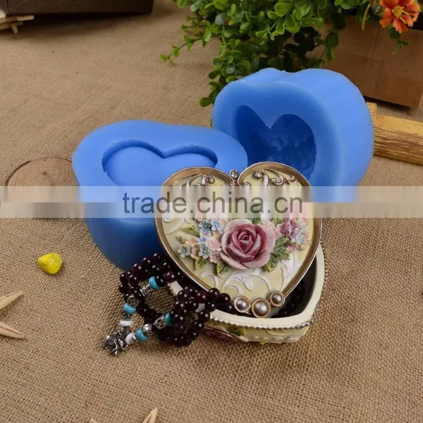 Nice Flowers Heart Shape Handmade Jewelry Box Silicone Molds