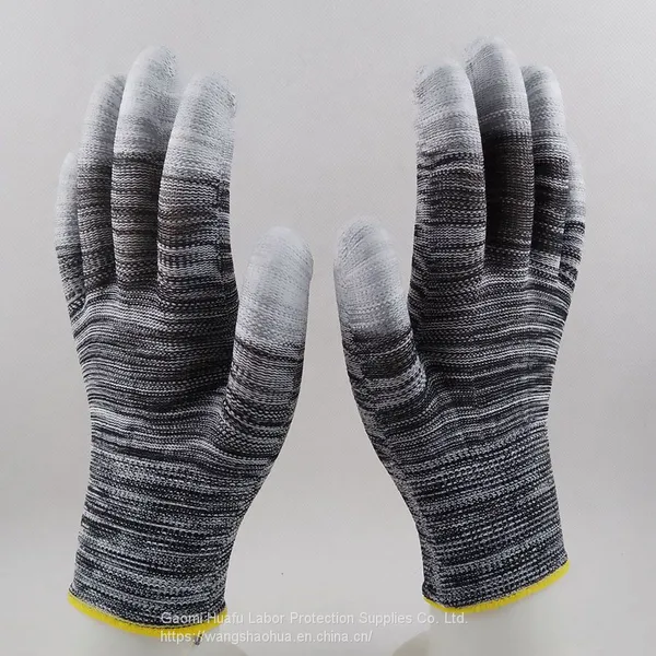 Polyester Knitted PU Fingers Coated Safety Work Gloves photo-5