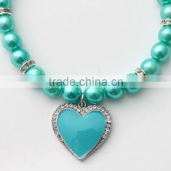 Crystal Stone Heart Pearl Cat Pendant Necklace photo-4