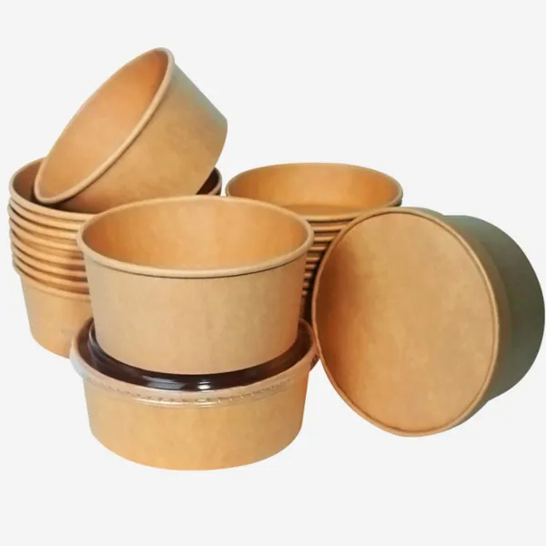 Chinese Factory Supply Logo Disposable Kraft Paper Bowl Large Capacity Paper Bowl Recyclable photo-4