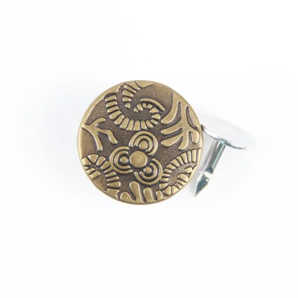 Embossed Logo Brass Material Jeans Jacket Logo Custom Metal Buttons for Denim Jeans