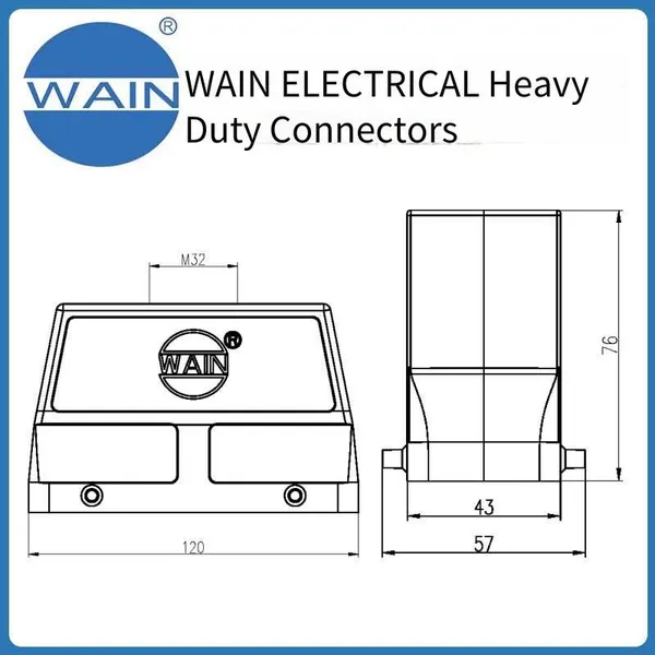 Wain Heavy-duty Connector Resistant to Corrosion, H24b-mteh-4b-m32, Rectangular Connector With 24b Metal Housing, Aviation Plug photo-3