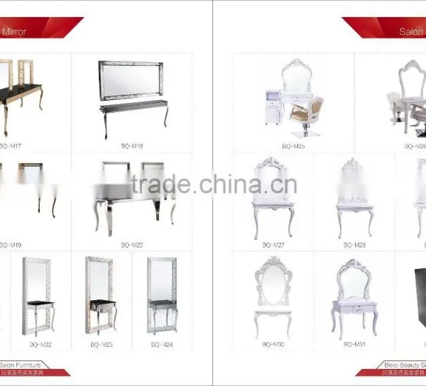 European Style High Quality Double Sided Hair Salon Furniture Silver Framed Mirror Styling Station photo-3