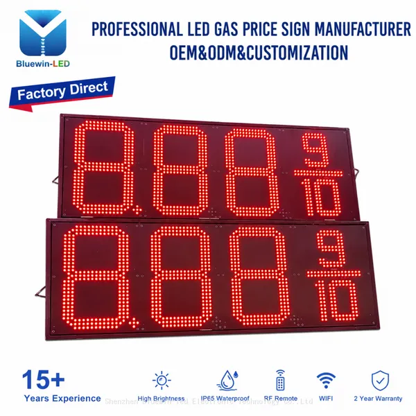 PCB Digital Number LED Gas Price Sign Lighting Box Oil Price Display for Gas Station Outdoor Brightness