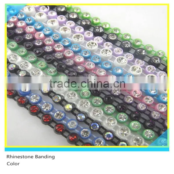 Single Plastic Rhinestone Banding Sew on Ss16 4mm Clear Crystal Clear Banding 1x130 Pcs 10 Yards photo-3