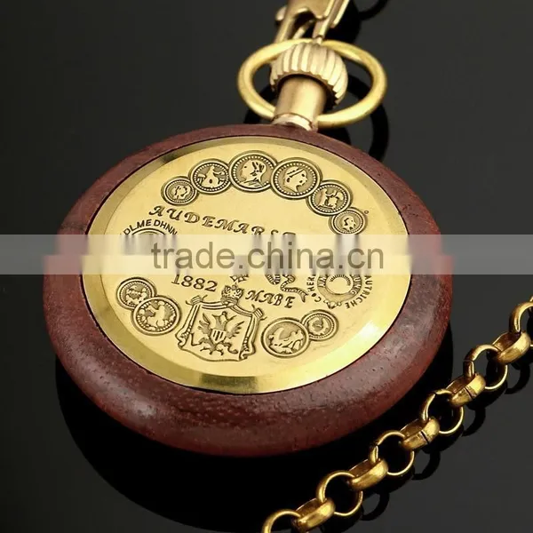 WP122 Golden Color Pocket Watch Antique Style Vintage Mechanical Movement Watches photo-2