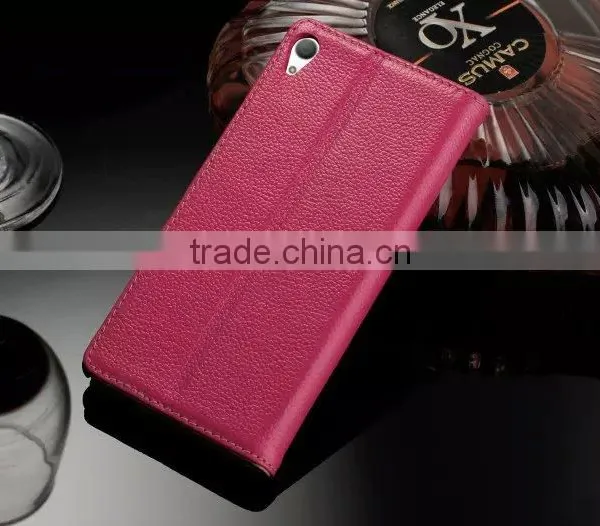 DLS Litchi Grain Genuine Leather Flip Case for Sony Z5 Plus Wallet Cover Case With Card Slot MT-5195 photo-3