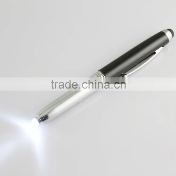 Metal Ball Point Pen With Stylus and LED Torch