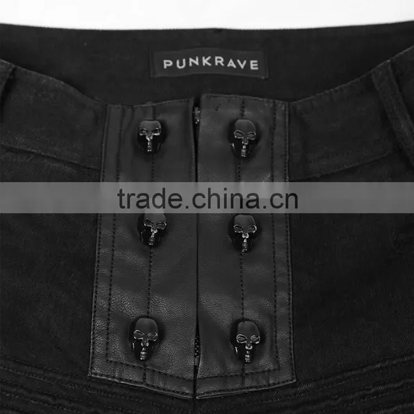 K-178 Punk Rave Elastic Straight Trousers With Skulls And Dark Printing photo-3
