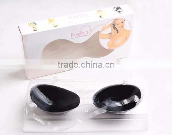 OEM Customized Low Price Adhesive Silicone Black Bra Cup With Strap photo-2