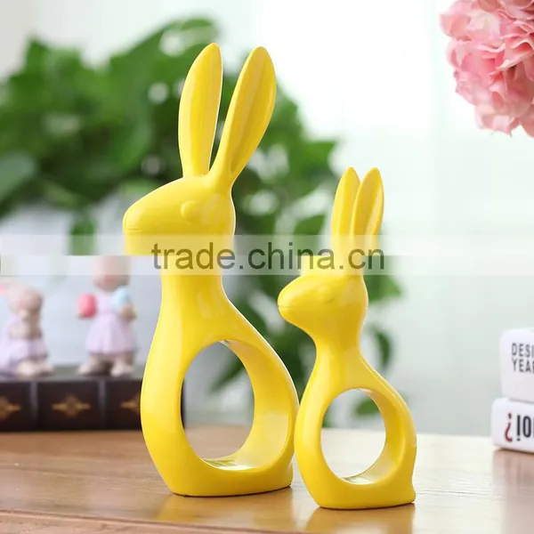 Handmade Craft Big Ears Unique Desgin Ceramic Easter Rabbits for Wholesale photo-5