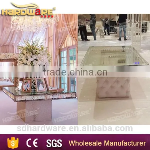Glass Wedding Table Metal Base Dining Table Square Banquet Table photo-3