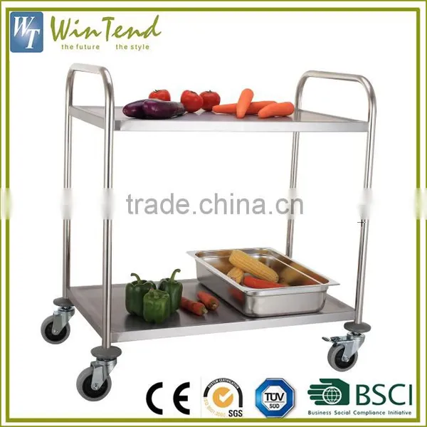 Commercial 2 Tier Stainless Steel Heavy Duty Catering Trolley on Wheels photo-3