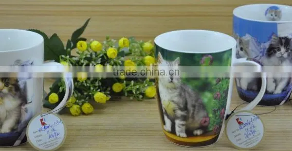11OZ Black Little Cat Design Full Decal Print Coffee Cups, Shiny Surface Porcelain Mug, KL5007-10731 photo-5