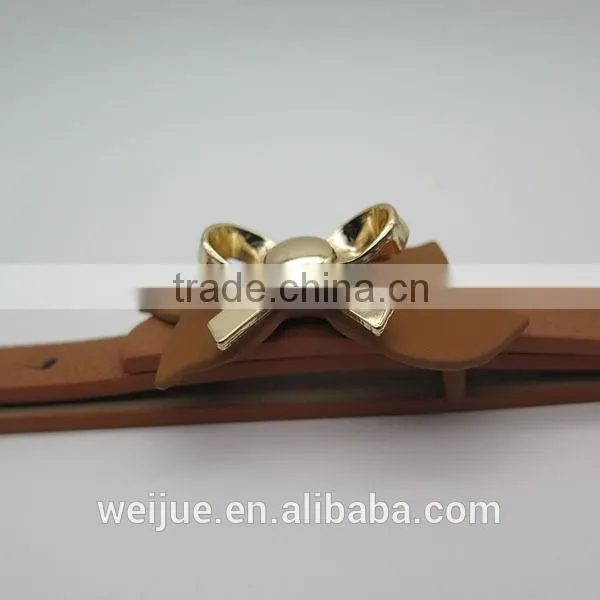 Wholesale Good Quality Cute Bowknot Alloy Skinny Leather Belt for Women photo-3