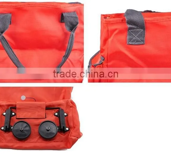 Orange Shoulder Folding Shopping Bags With Wheels GWB021 photo-4