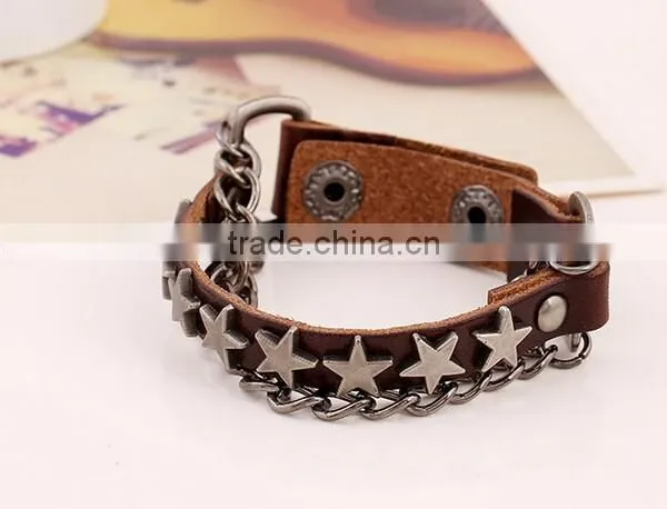 Punk Cool Men Womens Wide Genuine Leather Belt Bracelet Cuff Wristband Bangle photo-5