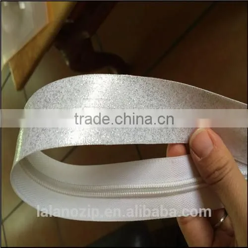 NO.5 Closed End Nylon Zipper Rolls Sparking White Zipper photo-5