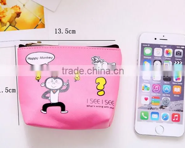 Best Promotion Gift Cute Zipper Mini PU Leather Cheap Cartoon Monkey Animal Printed Pouch Wallet Popular Fancy Euro Coin Purse photo-4