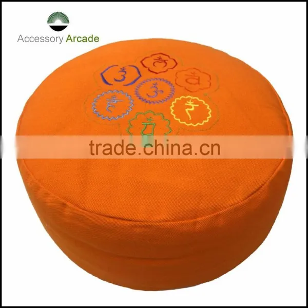 Zafu Meditation Cushion Circular Pillow Solid Color With Embroidery 100% Cotton Canvas photo-5