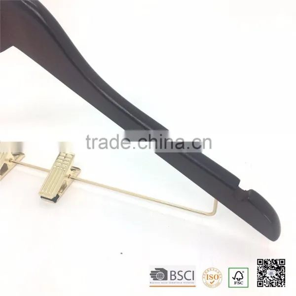 Brown Bamboo Eco Friendly Recycling Coat Clips Hanger for Cloth photo-3