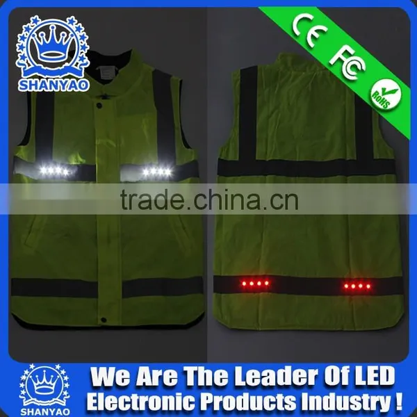2016 Hot Selling LED Fluorescent Green Refletive Jacket For Road Safety At Night photo-4
