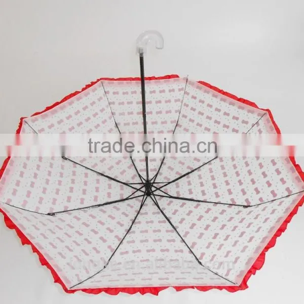 Umbrella With Lace Trimmings 3 Folding Cute Lace Umbrella photo-4