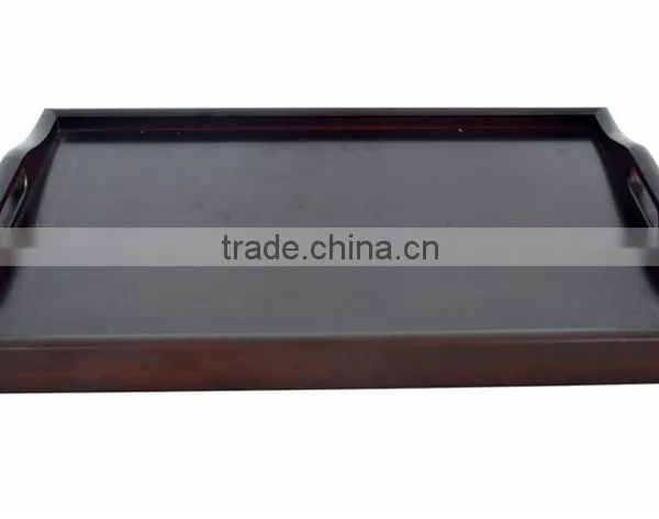 DT024 Bamboo/Wooden Black Breakfast Food Serving Tray on the Bed or Outside photo-2