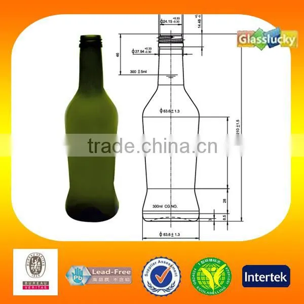 Glasslucky 2014 Hot Sale Olive Green 375ml Ice Wine Bottle photo-6