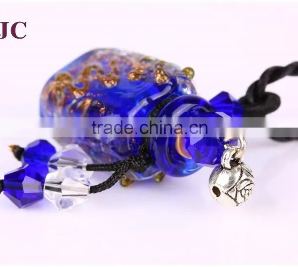Square Shape Rope Necklace Lampwork Glass Aromatherapy Diffuser Necklace Essential Oil Pendant Wholesale photo-5