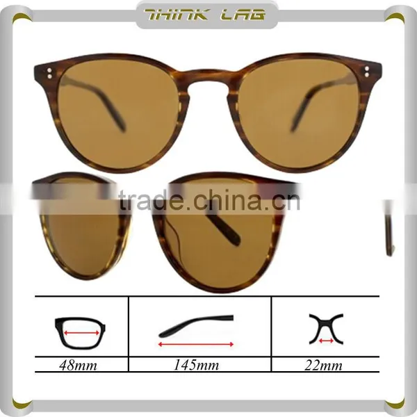 OEM Korea Trendy Women Wear Acetate Retro Round Sun Glasses Sunglasses With Pins