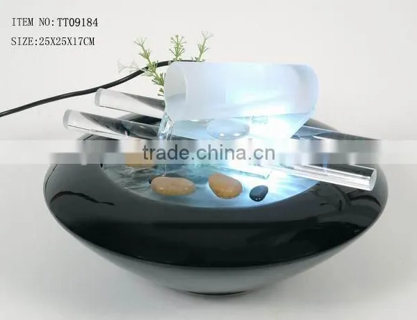Poetic Mini Table Water Fountain With LED Light for Home Decoration photo-2