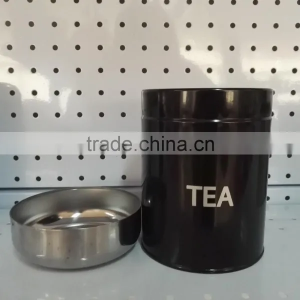 3PC Canister Set Stainless Steel Coffee Tea Sugar Jar Lid Kitchen Storage Black Can photo-4