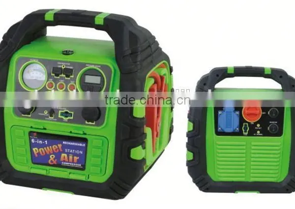 163554 6 in 1 8 LED Work Light 100PSI Air Compressor 150W Power Inventer Jump Starter photo-2
