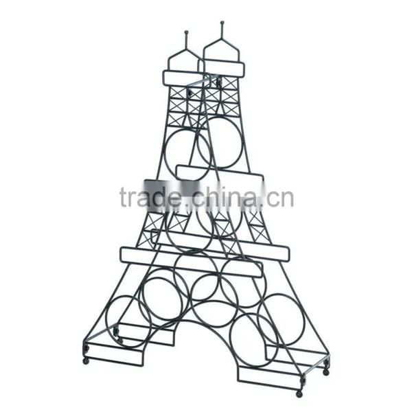 Hot Selling Black Iron Metal 6 Bottles Decor Eiffel Tower Wine Rack photo-3