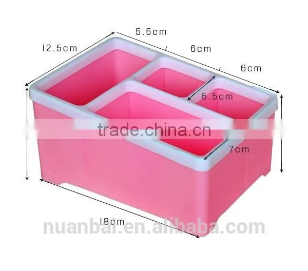 Plastic Cosmetic Organizer Pink Display Case Box Office Desk Dividers Storage Box photo-3