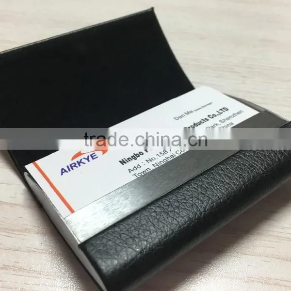 Double Side PU Leather&Metal Business Card Holder /name Card Holder photo-5