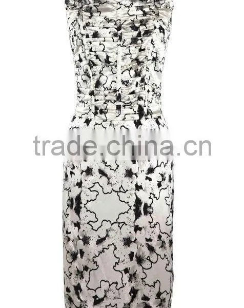 Elegant/graceful Spaghetti Strap Frill Top Tight Fit Chinese Style Print Long Maxi Dress photo-2