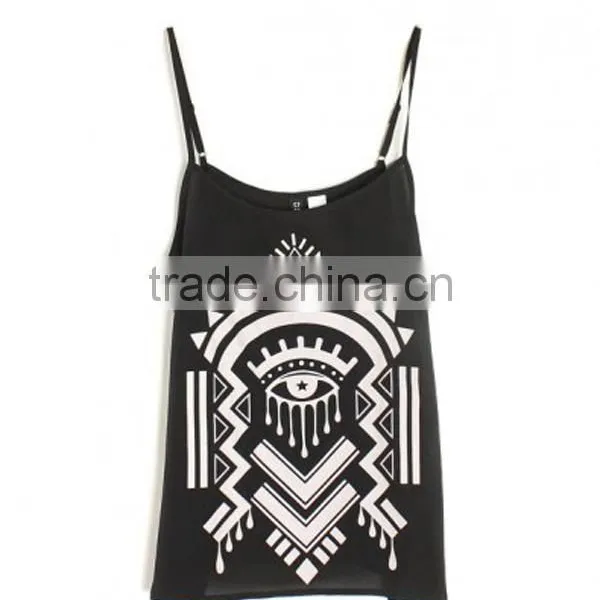 Spaghetti Strap Hot Sale Print Camisoles Casual Tank Fancy Tops for Girls photo-2
