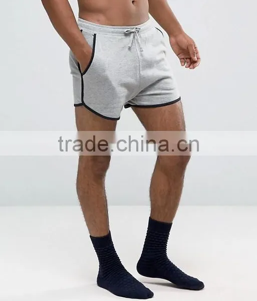 High Quality New Design Custom Drawstring Waistband Super Short 100% Cotton Jersey Fabric Grey Men's Board Sporting Shorts photo-4
