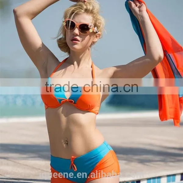New Contrast Color Three Piece Swimsuit Sexy Bikini Beachwear