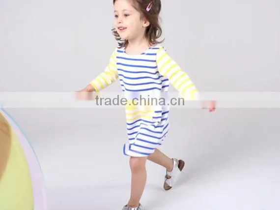 2017 New Arrival Baby Clothes Wholesale Hot Sale Cotton Cheap Blue Stripe Children's Boutique Fashion Adult Size Baby Girl Dress photo-3
