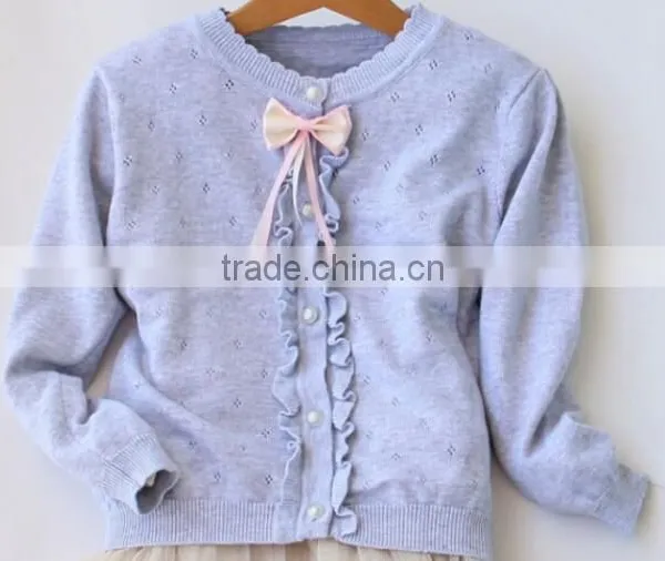 Namely Trendy Lastest Bow Ruffle Babies Girls Crochet Knit Sweater photo-2